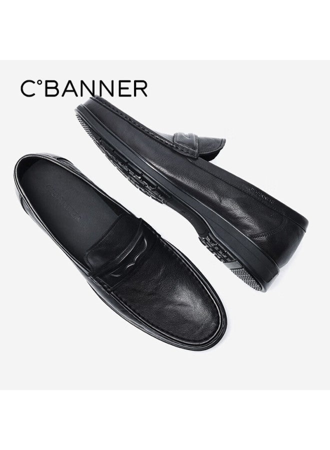 C.banner Top-grain Leather Business Casual Loafers For Men, Slip-on Comfortable Formal Shoes, Black, Size 39 - Image 5