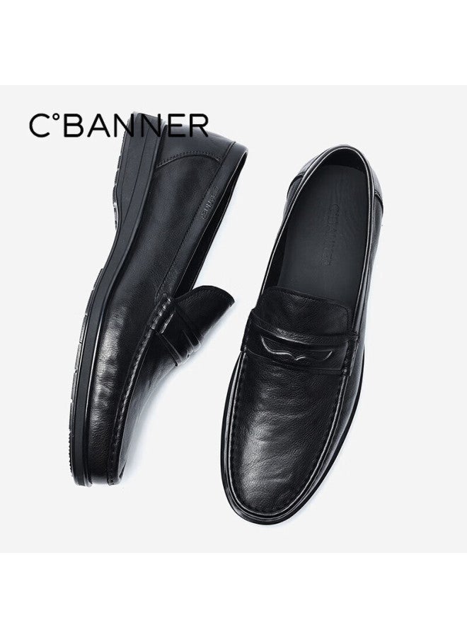 C.banner Top-grain Leather Business Casual Loafers For Men, Slip-on Comfortable Formal Shoes, Black, Size 39 - Image 4