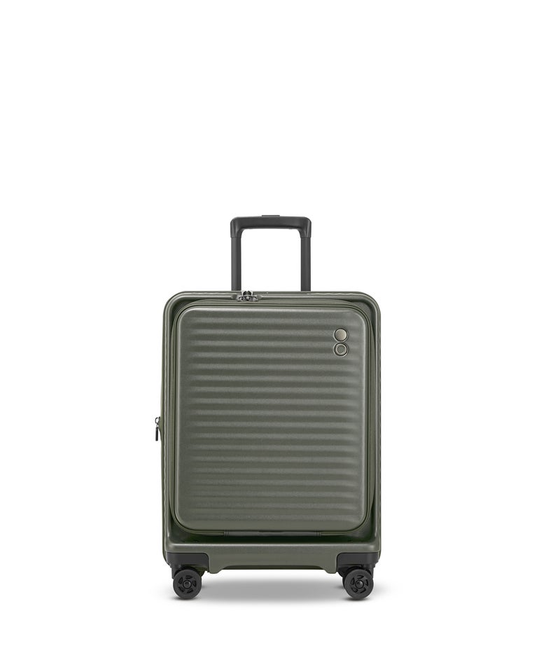 Echolac Celestra FA+ 20 Inch Front Opening Cabin Luggage Trolley With USB & TSA Lock Deep Olive 54cm - Image 1