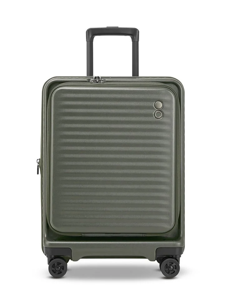 Echolac Celestra FA+ 20 Inch Front Opening Cabin Luggage Trolley With USB & TSA Lock Deep Olive 54cm