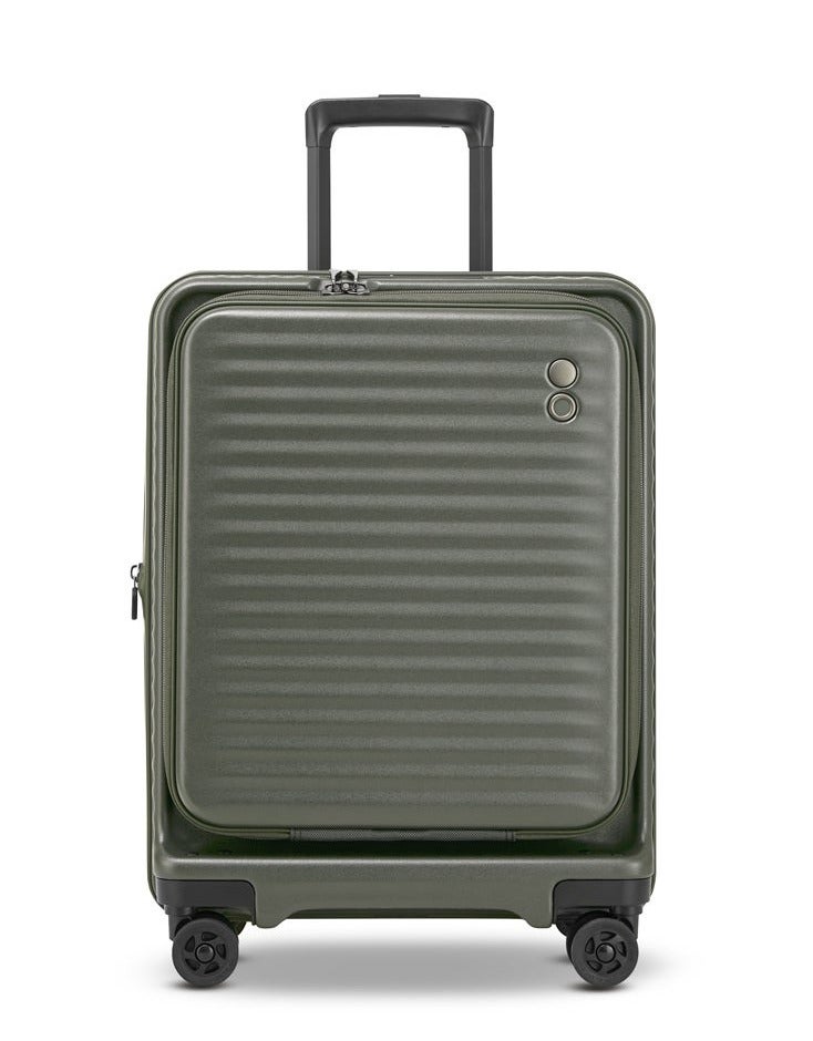 Echolac Celestra FA+ 20 Inch Front Opening Cabin Luggage Trolley With USB & TSA Lock Deep Olive 54cm - Image 1