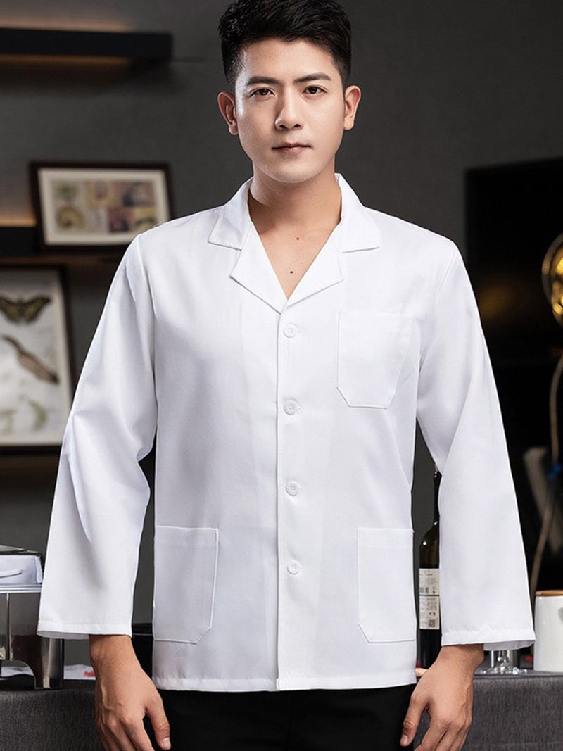 Chef Clothes Long Sleeve White School Canteen Work Clothes Kindergarten Kitchen Chef Work Clothes Short Sleeve Catering - Image 4