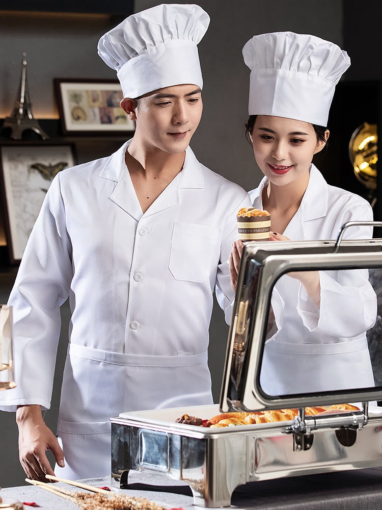 Chef Clothes Long Sleeve White School Canteen Work Clothes Kindergarten Kitchen Chef Work Clothes Short Sleeve Catering - Image 5