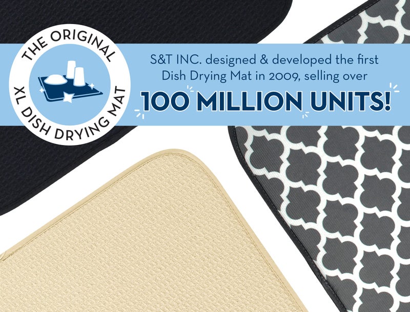 S&T INC. Dish Drying Mat for Kitchen, Absorbent, Reversible XL Microfiber Dish Mat, 18 Inch x 24 Inch, Sand - Image 2