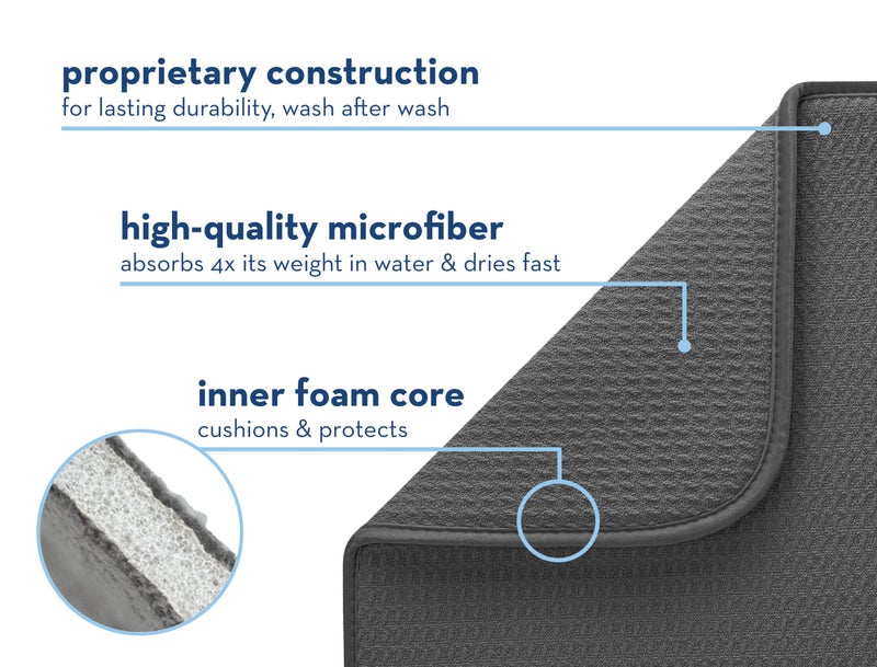 S&T INC. Dish Drying Mat for Kitchen, Absorbent, Reversible XL Microfiber Dish Mat, 18 Inch x 24 Inch, Sand - Image 4