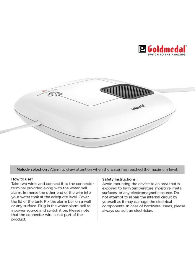GOLD MEDAL جرس إنذار المياه السائل من جولدميدال - أبيض (عبوة من 1) | مع مؤشر وضوء LED وامض - Image 3