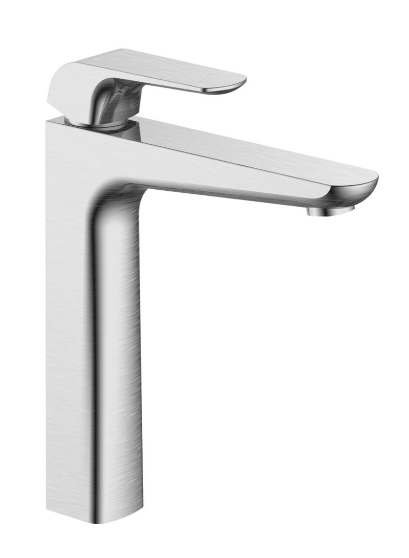 Hesanit Elite Single Lever High Basin Mixer, Deck Mounted Bathroom Faucet with Pop-Up Waste – Stainless Steel Brushed Finish, Model 7007HSSB - Image 1