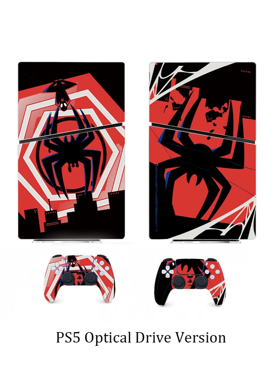 PS5 Slim Optical Drive Version Sticker, Sony PS5 Slim Console Controller Skins Set, Skin Wrap Decal Sticker PS5 Slim Optical Drive Version, Protective Film Sticker for Spider-Man, Vinyl Cover Sticker