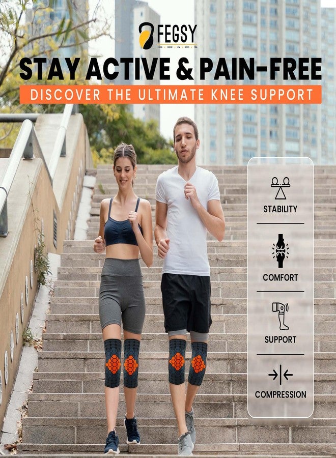 FEGSY Knee Support for Men Gym, Sports, Running, Knee Cap for Women Knee Pain, Knee Brace For Pain Relief, Knee Pad Leg Sleeves, Knee Compression Belt (S) - Image 2