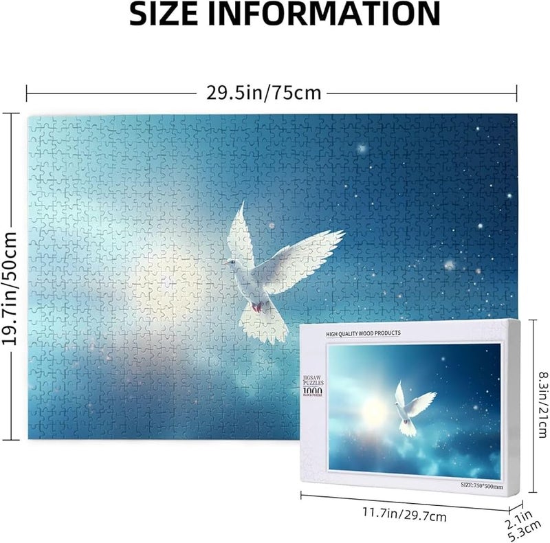 لغز بازل 1000 قطعة حمامة بيضاء فايه للكبار ديكور منزلي 29.5 × 19.7 بوصة - Image 4