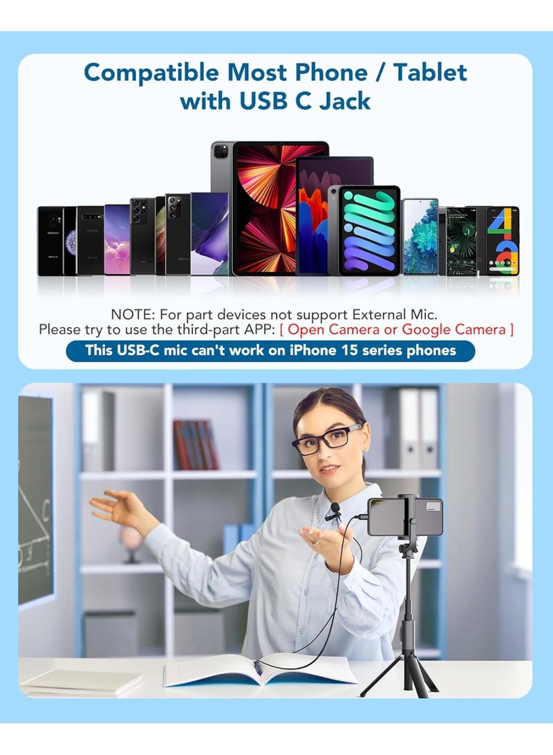 ميكروفون لافالير USB-C احترافي – بمشبك للياقة ومكثف أحادي الاتجاه لتسجيل الفيديو والفلوج - Image 4