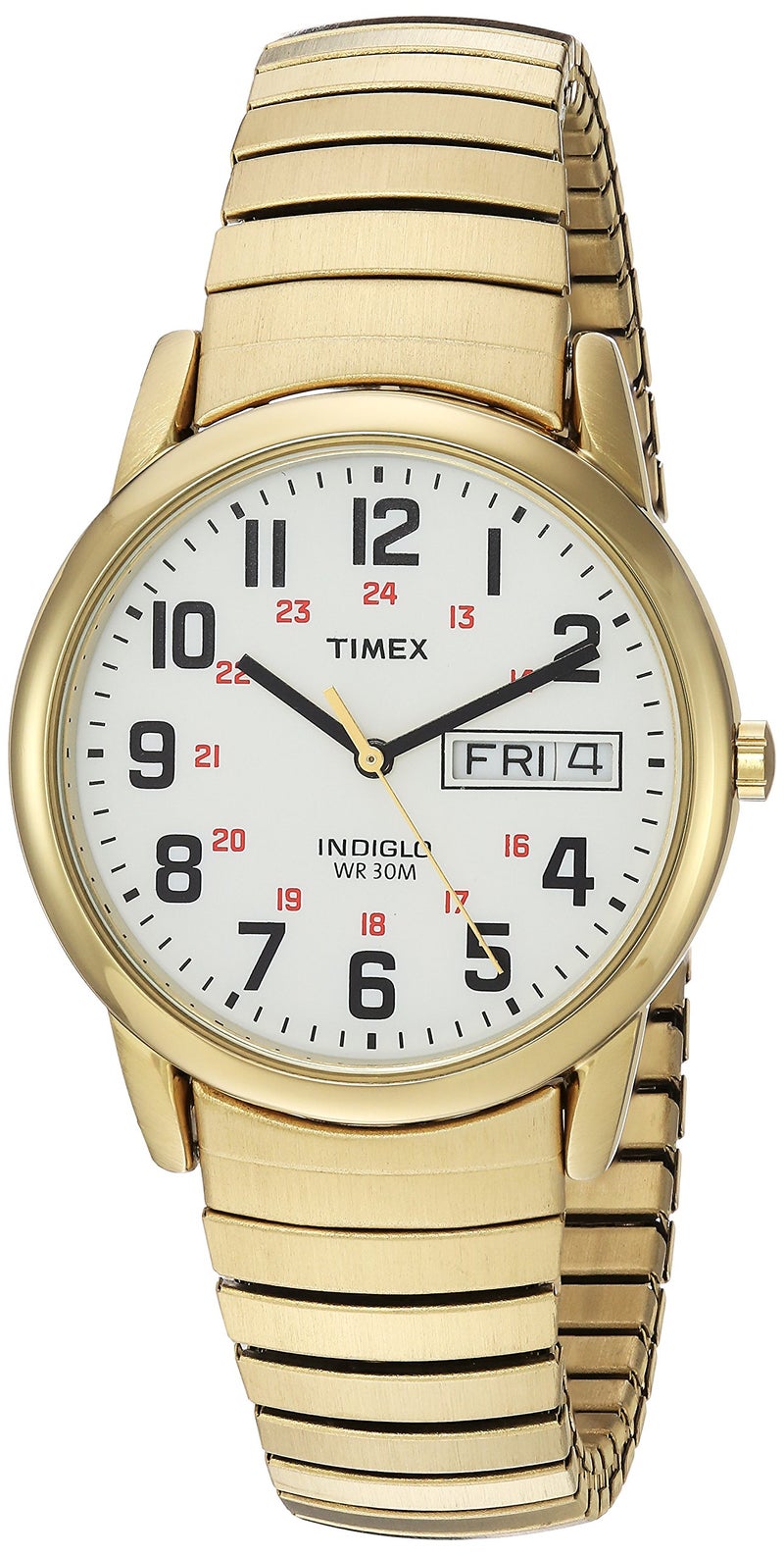 Timex Men's Easy Reader 35mm Watch – Gold-Tone Case White Dial with Extra-Long Gold-Tone Expansion Band - Image 5