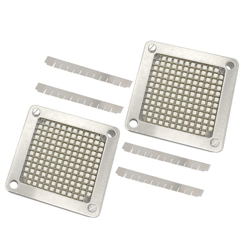 TUNTROL 2pcs 14 Replacement Blade Set for Commercial Vegetable Chopper Stainless Steel Interchangeable Blade  Pusher Block Set for Fruit Dicer Cutter