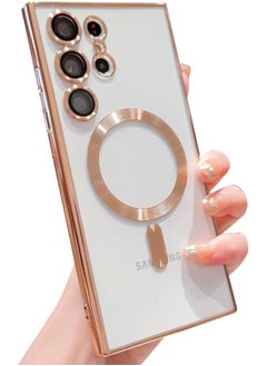 VKL Compatible Samsung Galaxy S23 Ultra 5G Case Magnetic with Full Camera Lens Protective for Women Girls, Cover Phone Case for Samsung Galaxy S23 Ultra Case Cover 6.8 Inches (Gold)  - Image 1