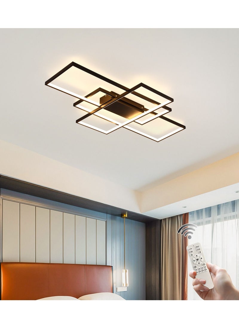 Haikomin Dimmable Square LED Ceiling Lights, Ceiling Modern Light Acrylic Flush Mount Ceiling Lamps with Remote Control, 50W Black Ceiling Light Fixture for Living Dining Room Bedroom Kitchen  - Image 1