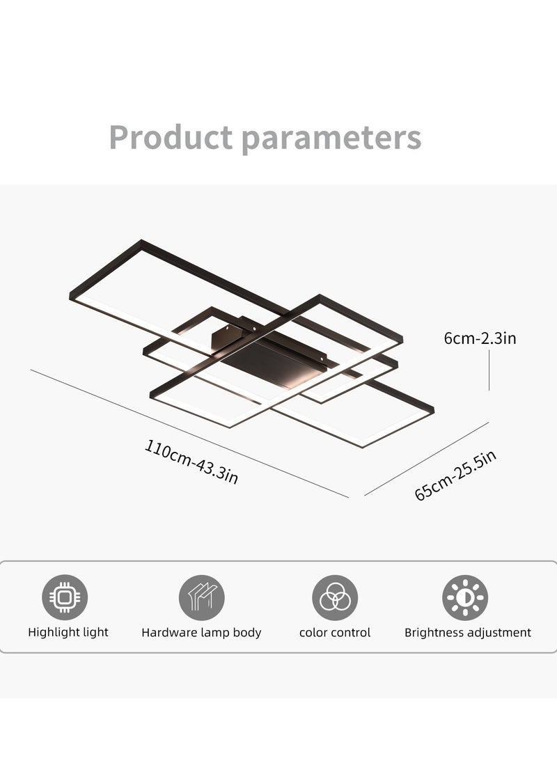 Haikomin Dimmable Square LED Ceiling Lights, Ceiling Modern Light Acrylic Flush Mount Ceiling Lamps with Remote Control, 50W Black Ceiling Light Fixture for Living Dining Room Bedroom Kitchen  - Image 3