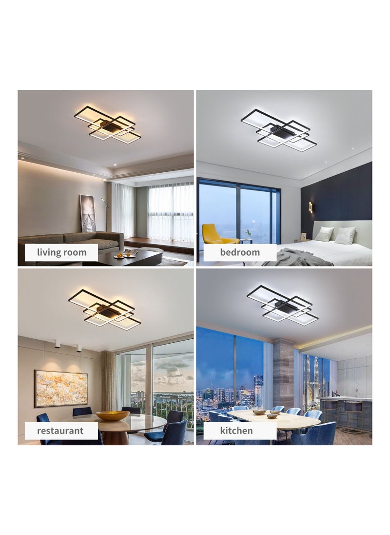 Haikomin Dimmable Square LED Ceiling Lights, Ceiling Modern Light Acrylic Flush Mount Ceiling Lamps with Remote Control, 50W Black Ceiling Light Fixture for Living Dining Room Bedroom Kitchen  - Image 5