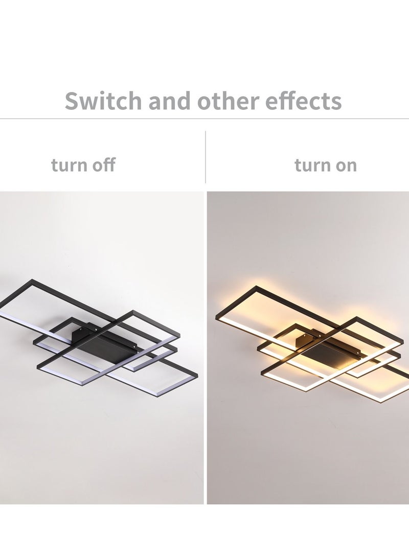 Haikomin Dimmable Square LED Ceiling Lights, Ceiling Modern Light Acrylic Flush Mount Ceiling Lamps with Remote Control, 50W Black Ceiling Light Fixture for Living Dining Room Bedroom Kitchen  - Image 4