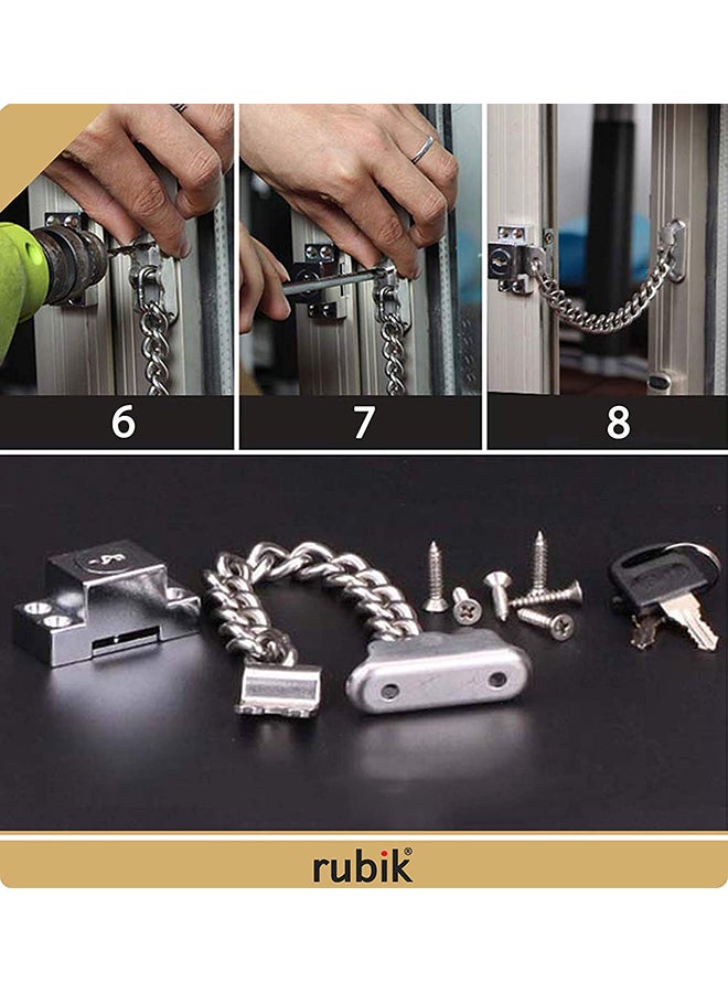 NIBEMINENT Anti Theft Home Lock With Key Silver 185mm - Image 5