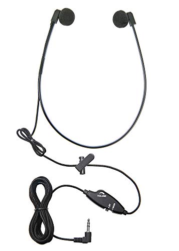 ECS WordHear-O 3.5mm Transcription Headset with in-line Stereo/Mono & Volume, Under Chin, 10' Cord, Clothing Clip, 3 Extra Pair Ear sponges, Compatible with Computer & transcribers with a 3.5mm Jack - Image 1