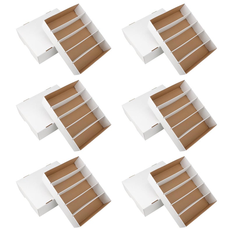 HIMOMO 6 Pack Card Storage Box 3700 Count Trading Card Storage Box White Sports Storage Card Box Organizer Sorting Tray Cards Sleeve Cases Box for Storing Protecting and Organizing Soccer Cards - Image 2