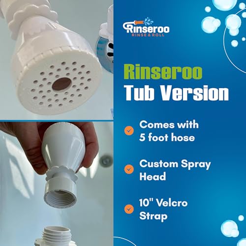Rinseroo Slip-On Bathtub Faucet Sprayer Attachment. Ultra-Flex Dog Shower Adapter Portable With Pet Showerhead. Attach to Tub Spout 5 Foot Hose. No Install for Speedy Washing - Image 5