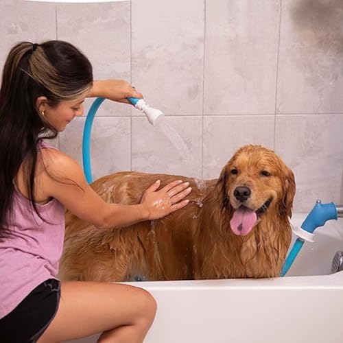 Rinseroo Slip-On Bathtub Faucet Sprayer Attachment. Ultra-Flex Dog Shower Adapter Portable With Pet Showerhead. Attach to Tub Spout 5 Foot Hose. No Install for Speedy Washing - Image 1