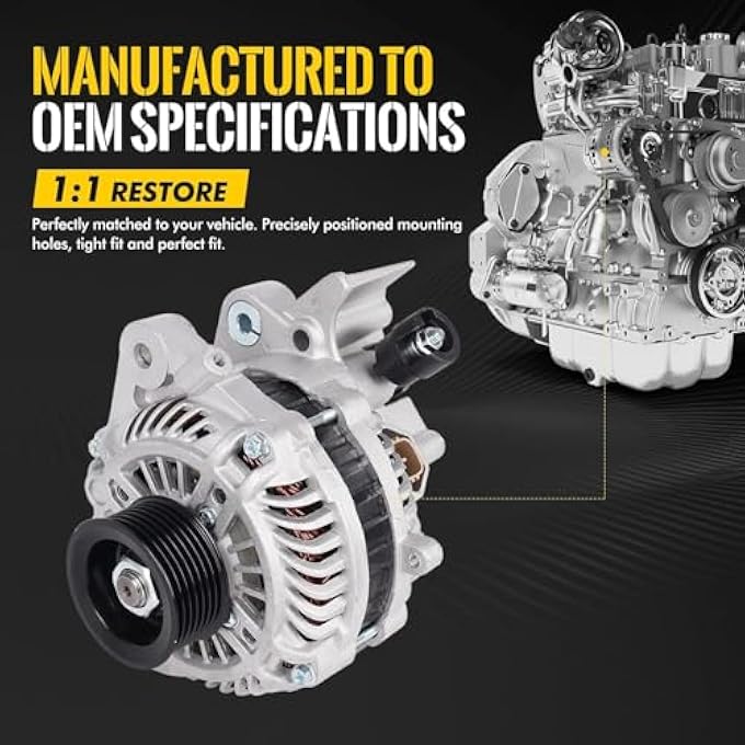 KUSATEC 31100RNAA01 New Alternator Compatible with Honda Civic 2006 2007 2008 2009 2010 2011 L4 1.8L, 12V 90A CW OE 11176N 31100RNAA012M2 - Image 4
