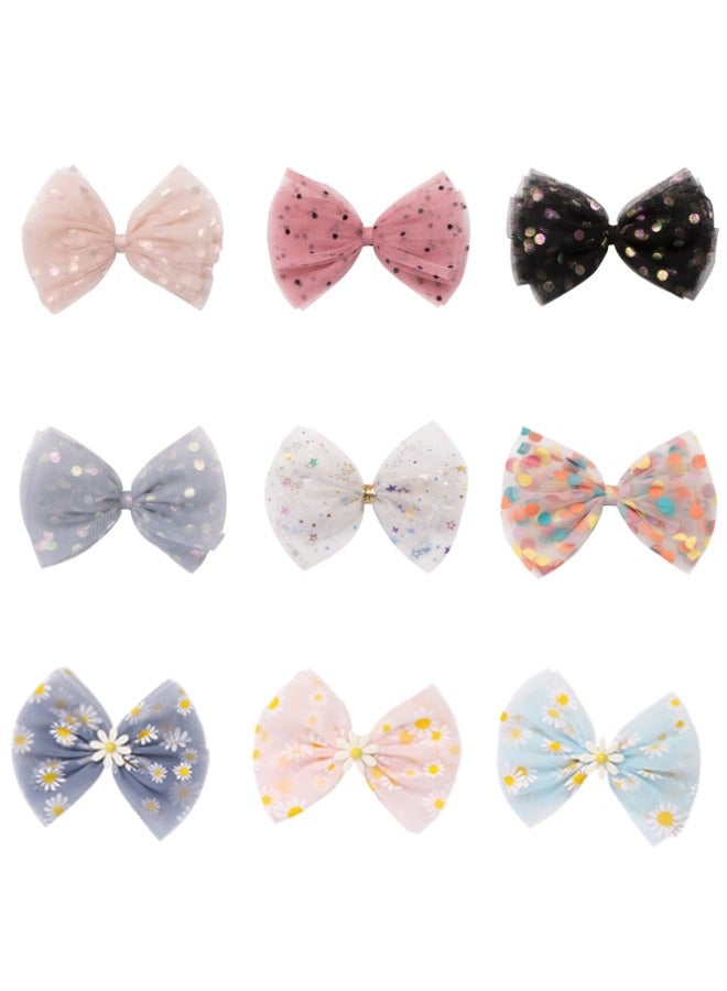 9PCS Children's Bows Hair Clip With Exquisite Craftsmanship, Comfortable To Wear - Image 1