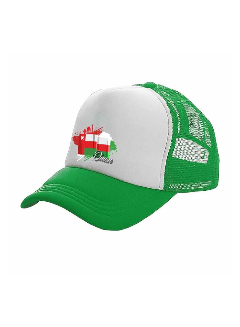 Oman National Day Mesh Cap With Adjustable Plastic Closure–Stylish And Comfortable Unisex Baseball Hat For Boys And Girls–Perfect For Omani National Day Events - Image 2