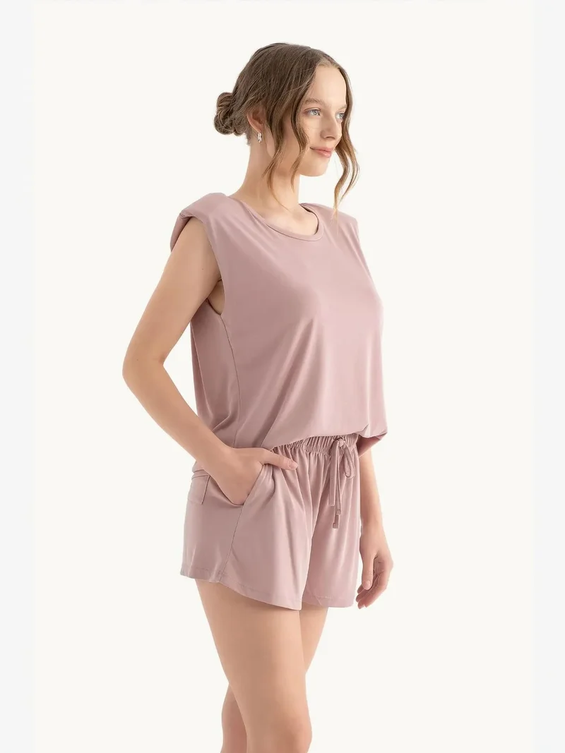 HICCUP Round Neck Raw Edge Sleeveless Tank Top