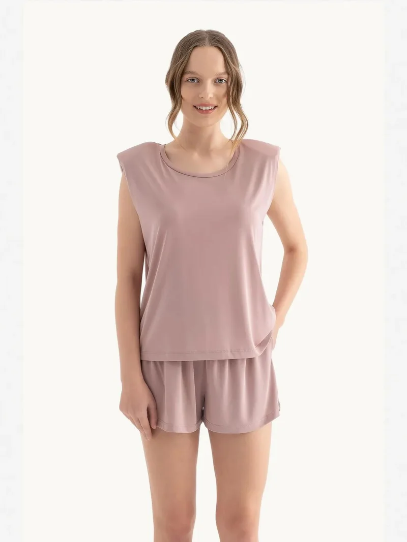 HICCUP Round Neck Raw Edge Sleeveless Tank Top