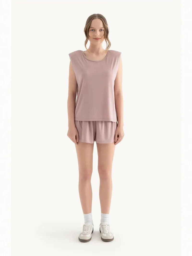 HICCUP Round Neck Raw Edge Sleeveless Tank Top