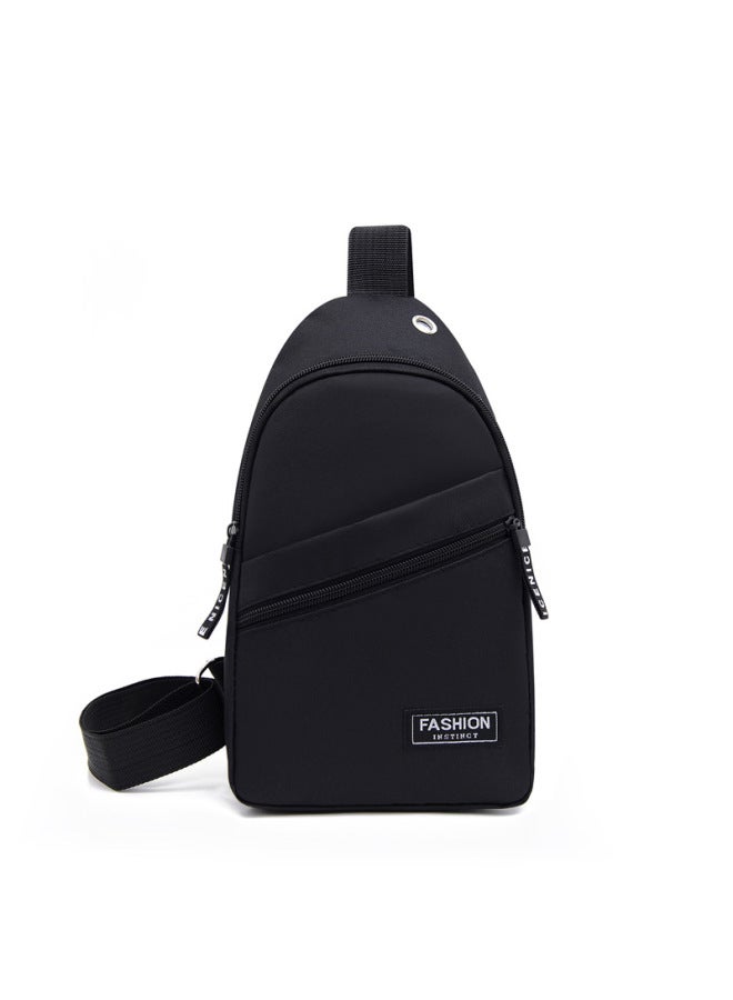 Generic Fashion Chest Bag Men's Shoulder Bag Messenger Bag Men's Korean-style Chest Bag Trendy Shoulder Bag Men's Backpack-Color:Black - Image 1