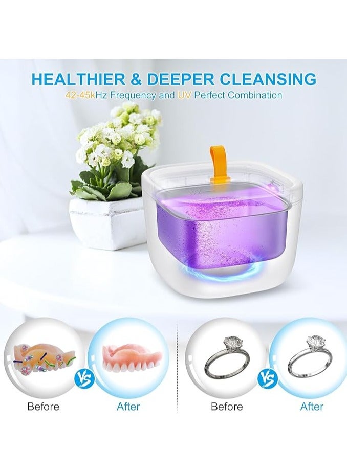 Ultrasonic Cleaner for Retainer  Invisalign Denture Mouth Guard  Aligner Toothbrush Head 43kHz 255ML Newly Upgraded Ultrasonic Retainer Cleaner Machine UV Ultrasonic Jewelry Cleaner - Image 3
