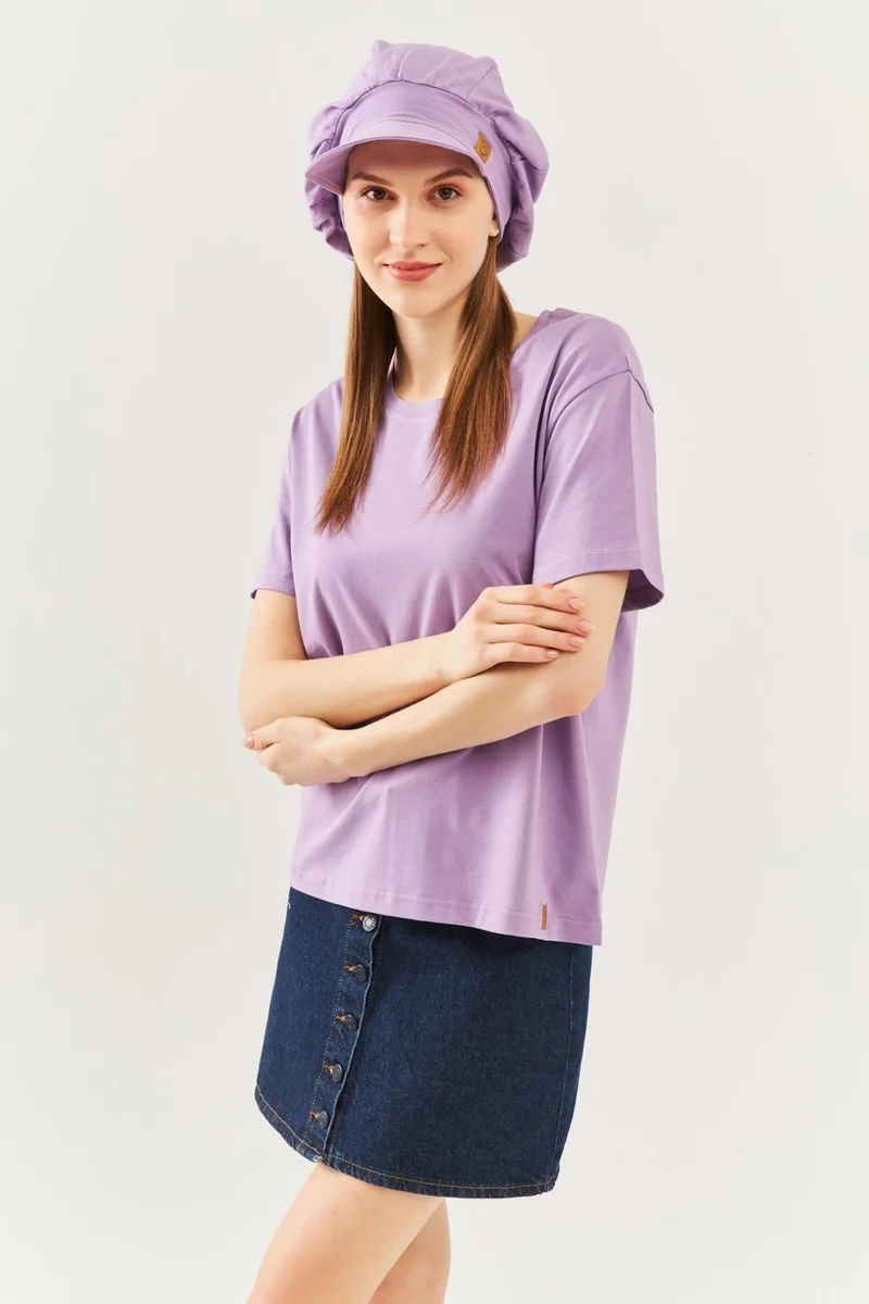 بوتيكجيز Lilac Women's 4 Seasons Cotton, Ultra Soft, Lightweight, Anti-Sweat, Stylish, Trendy Cap and Combed Cotton Hat with Visor
