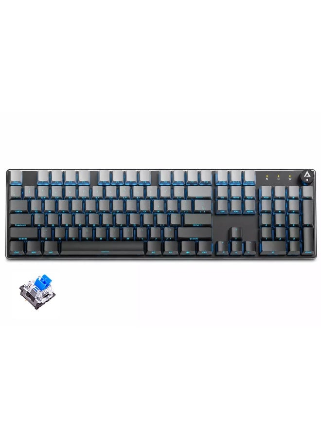 AOQELO AMG20 Gaming Mechanical Keyboard – Hot-Swappable Blue Switches with Ice Blue LED Backlight, 1ms Response Time, Multi-Function Control Knob, Detachable USB-C Cable (Grey) - Image 1