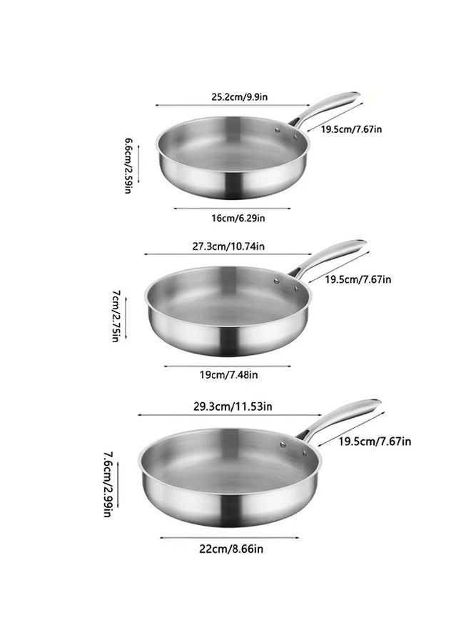 24cm Stainless Steel Non Stick Frying Pan Dishwasher Safe For Induction Gas Stoves - Image 4