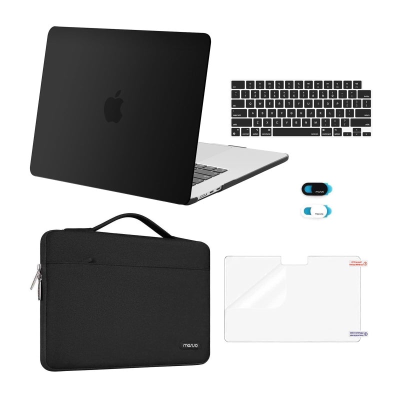 MOSISO Compatible with MacBook Air 15 inch Case M5 2026 M4 2025 M3 M2 2024 2023 A3448 A3241 A3114 A2941Protective Hard ShellCarrying Sleeve BagKeyboard CoverWebcam CoverScreenFilm Black - Image 2