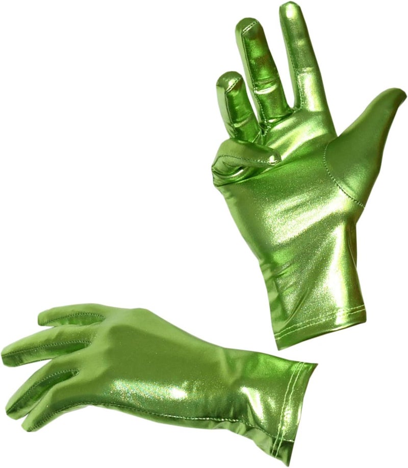 Adult Unisex Shiny Metallic Spandex Gloves Halloween Cosplay Costume Hand Accessories