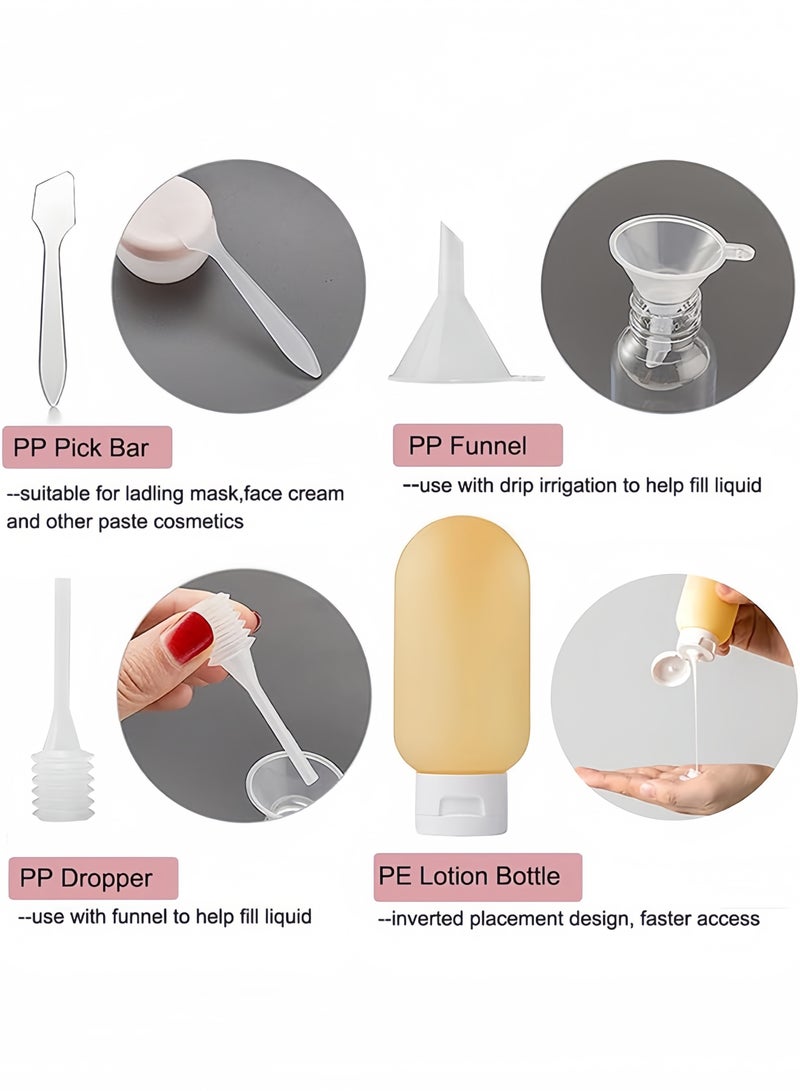 11 زجاجات سفرمستحضرات التجميل،  زجاجات تجميل محمولة فارغة قابلة لإعادة التعبئة، حاويات بحجم السفر مع حقيبة تخزين، مستلزمات السفر للشامبو والبلسم واللوشن - Image 4