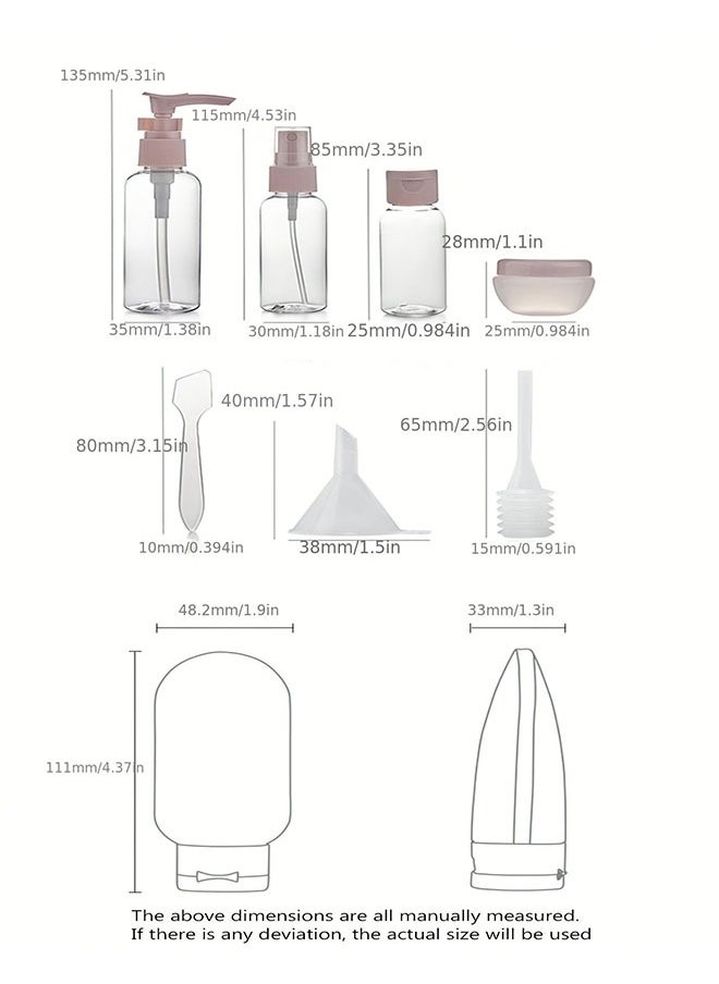 11pcs Travel Bottles Set With Toiletry Bag For Empty Refillable Travel Size Containers With Storage Bag