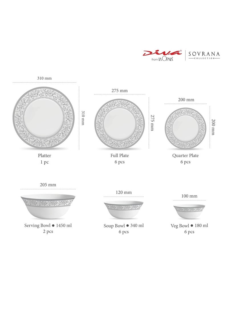 لاوبالا طقم عشاء Diva Sovrana Persian Silver المكون من 26 قطعة - أطباق آمنة للاستخدام في الميكروويف وغسالة الصحون - تصميم بسيط وأنيق - طقم أدوات خفيف الوزن وقابل لإعادة الاستخدام. - Image 2