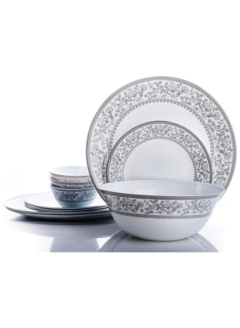 لاوبالا طقم عشاء Diva Sovrana Persian Silver المكون من 26 قطعة - أطباق آمنة للاستخدام في الميكروويف وغسالة الصحون - تصميم بسيط وأنيق - طقم أدوات خفيف الوزن وقابل لإعادة الاستخدام. - Image 1