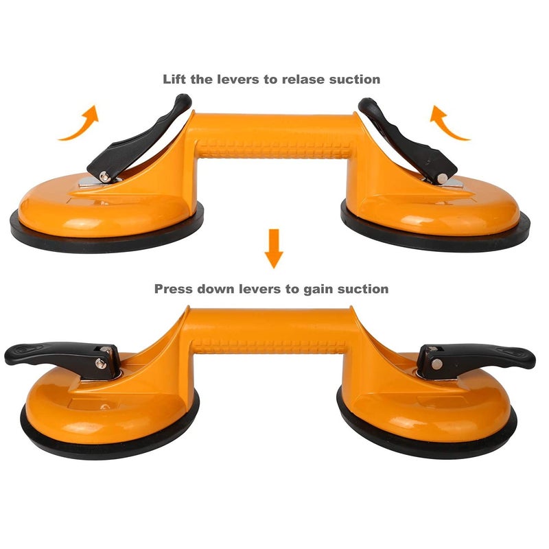 KPS رافعة شفط الألمنيوم KPS للبلاط والزجاج - شفط فراغ لطاولة زجاجية وطبق جرانيت بسعة 100 كجم - عبوة من 2 - متعددة الألوان - Image 4