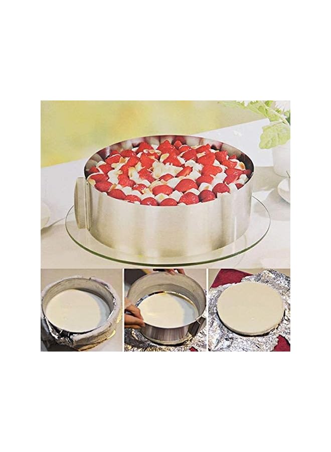 S-TOP Retractable Stainless Steel Circle Mousse Ring Baking Tool Set Cake Mould Mold Size Adjustable Bakeware 16-30cm, Silver, SSZ289 - Image 2