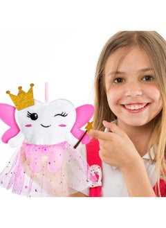 Breling Breling Tooth Pillow Kit for Girls Teeth Gifts Pillow with Pocket Including Lost Teeth Holder Cute Dear Tooth Notepad Felt Keepsake Wallet Pouch to Hold Card Photography for Kids (Pink)  - Image 5
