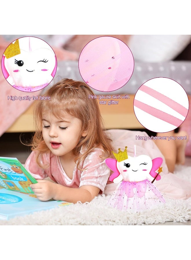 Breling Breling Tooth Pillow Kit for Girls Teeth Gifts Pillow with Pocket Including Lost Teeth Holder Cute Dear Tooth Notepad Felt Keepsake Wallet Pouch to Hold Card Photography for Kids (Pink)  - Image 4