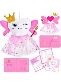 Breling Breling Tooth Pillow Kit for Girls Teeth Gifts Pillow with Pocket Including Lost Teeth Holder Cute Dear Tooth Notepad Felt Keepsake Wallet Pouch to Hold Card Photography for Kids (Pink)  - Image 1