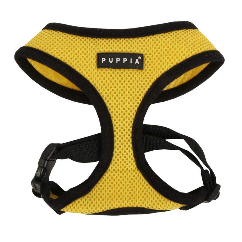 Puppia Soft Dog Harness No Choke Over-The-Head Triple Layered Breathable Mesh Adjustable Chest Belt and Quick-Release Buckle, Yellow, Small - Image 1